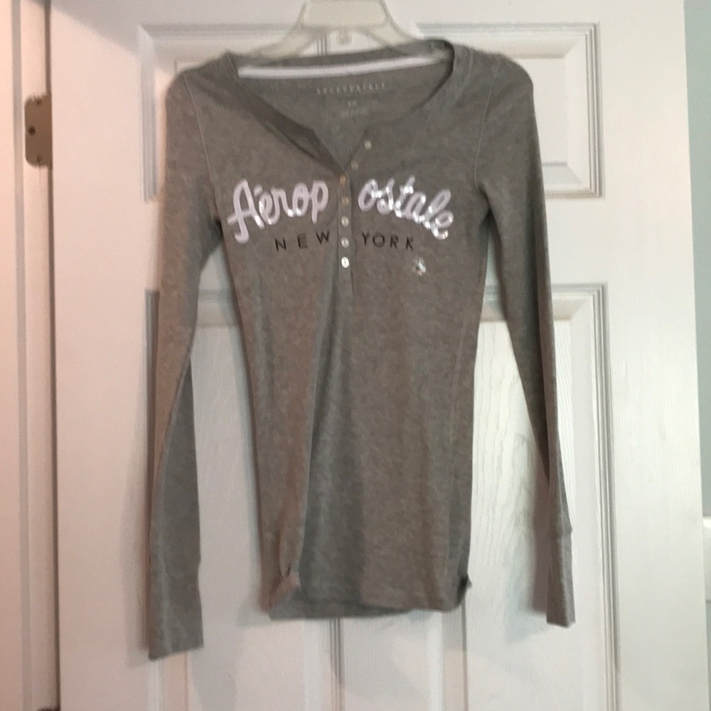 Aeropostale Long Sleeve Grey T-Shirt S
